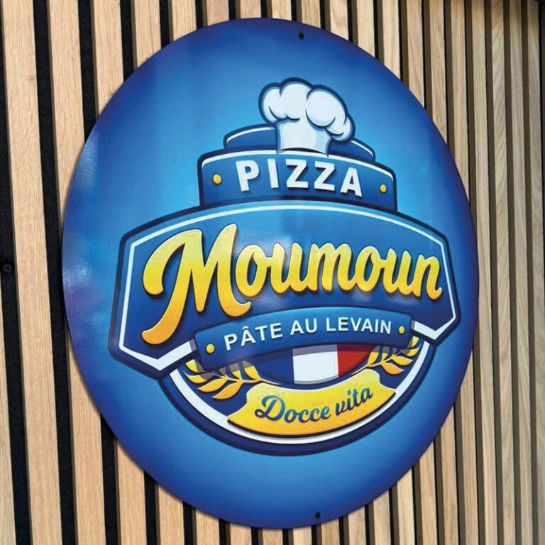 Enseigne circulaire · Pizza Moumoun · Targon