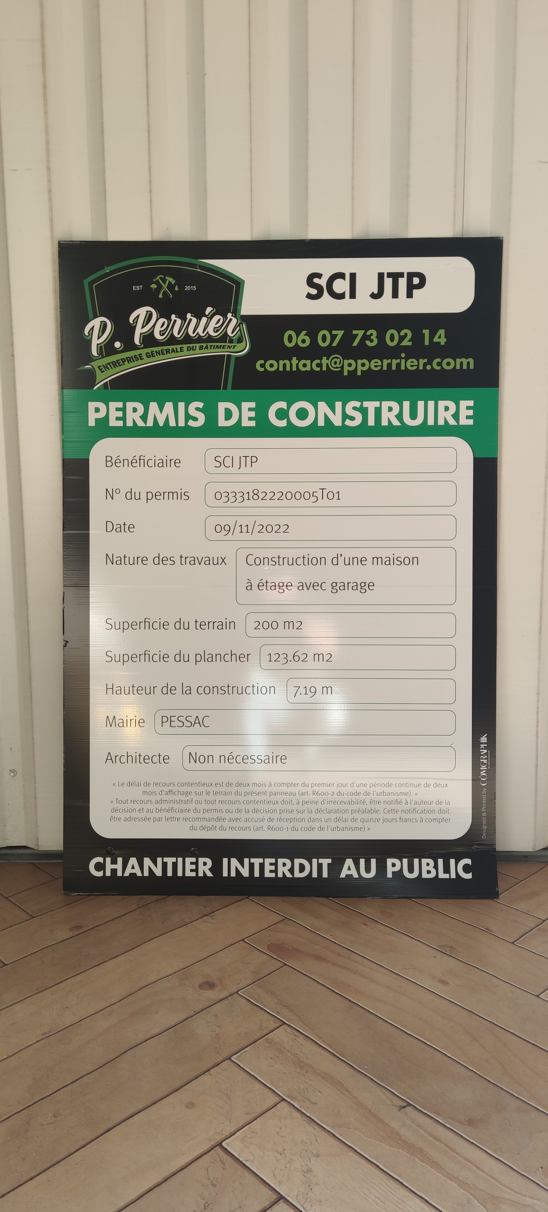 Panneau de chantier permis de construire Allgraphik
