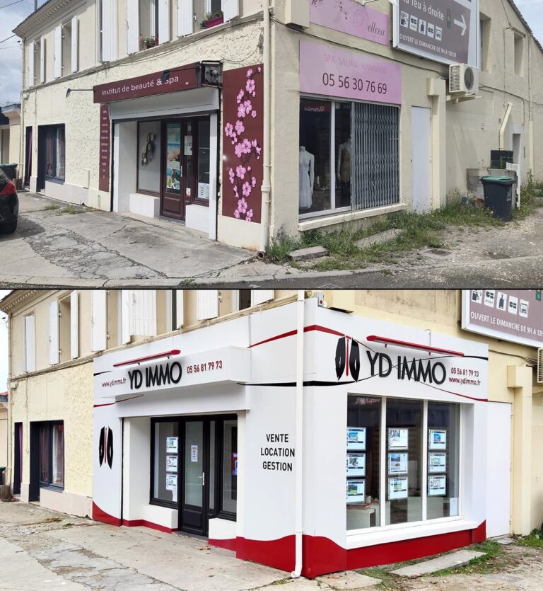 Réfection façade et enseigne caissonnée · YD Immo · Cadaujac