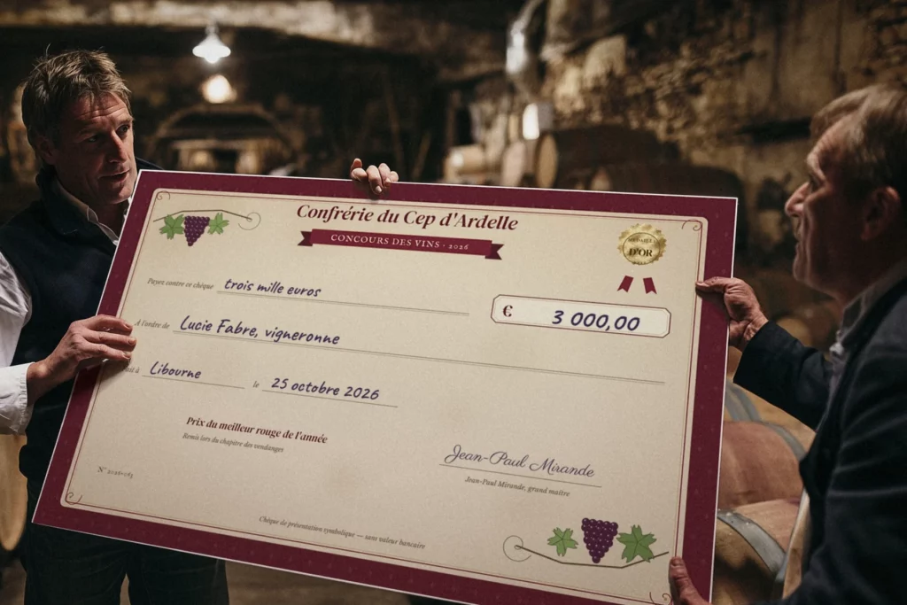 Chèque géant personnalisé pour concours de vins