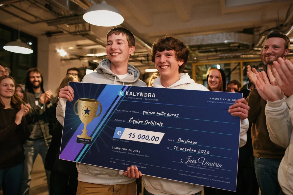 Chèque géant personnalisé pour remise de prix startup