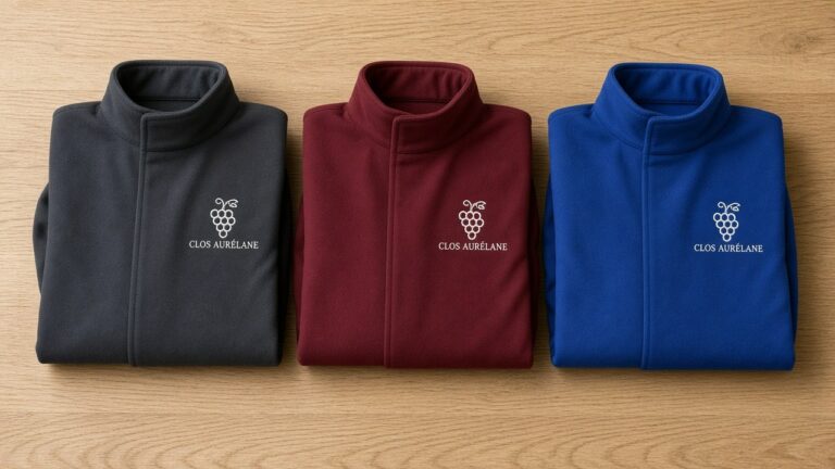 Exemple de personnalisation : softshells brodés avec logo en plusieurs coloris