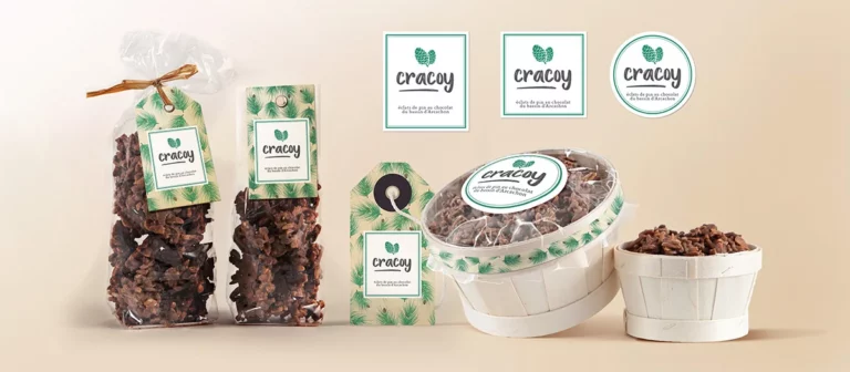 Identité visuelle, étiquettes et packaging Cracoy, création Allgraphik à Bordeaux