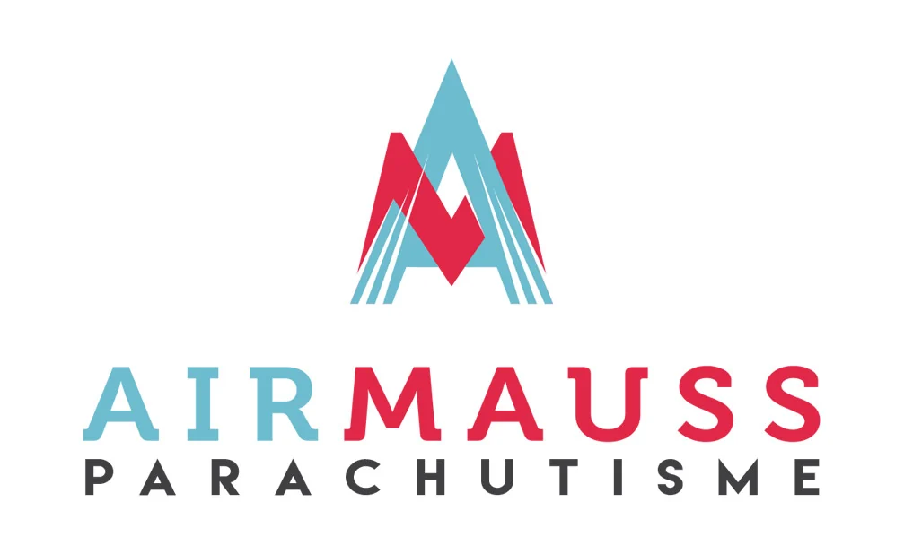 Logo Airmauss Parachutisme en bleu et rouge