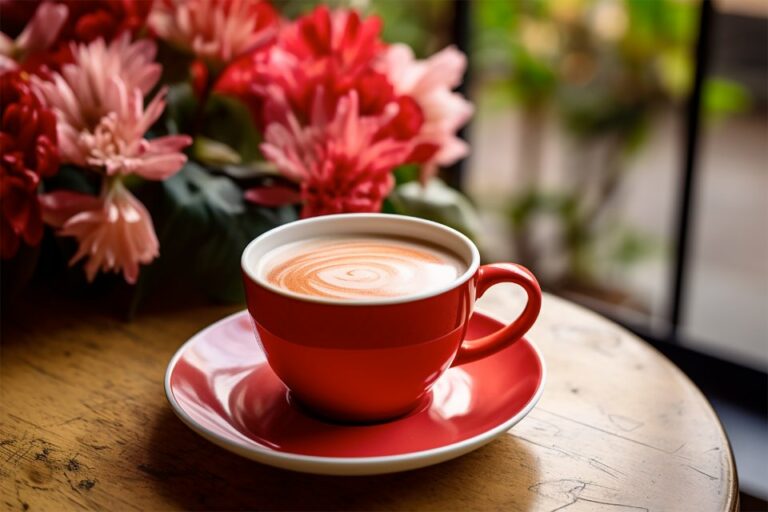 Illustration : tasse en céramique rouge