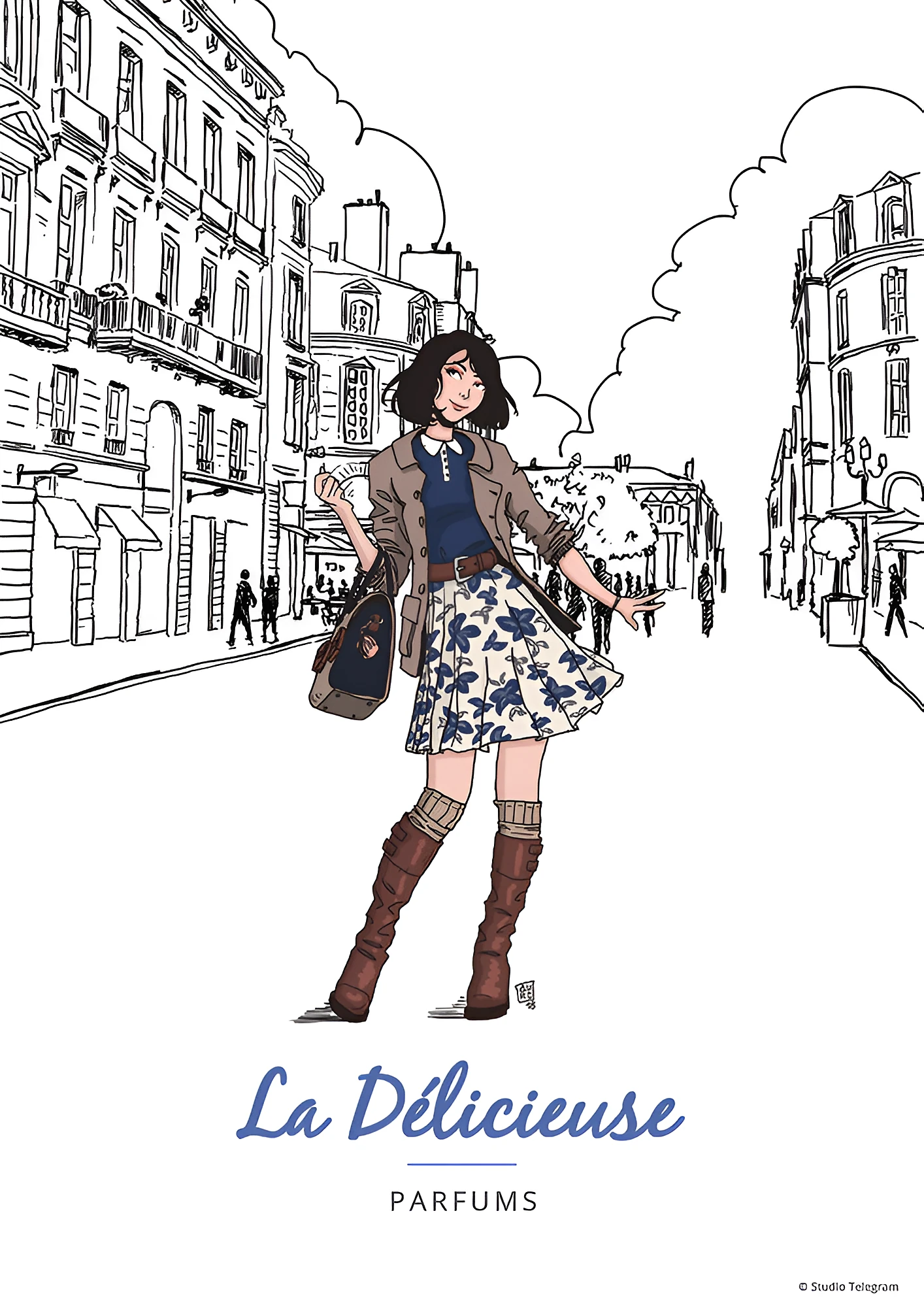 Logo et illustration La Délicieuse, parfums, création Allgraphik à Bordeaux
