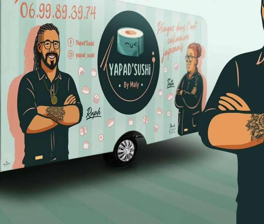 Logo Yapad’Sushi sur le food truck, Langon