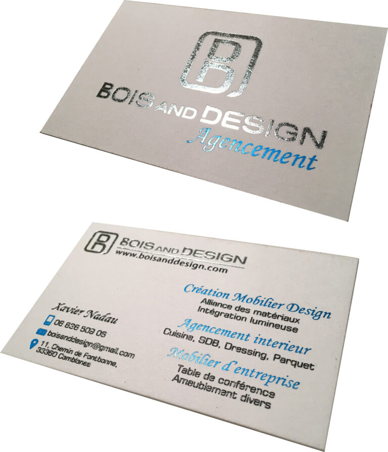 Cartes de visite dorure agencement Camblanes